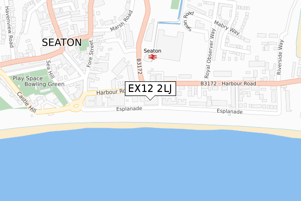 EX12 2LJ map - large scale - OS Open Zoomstack (Ordnance Survey)