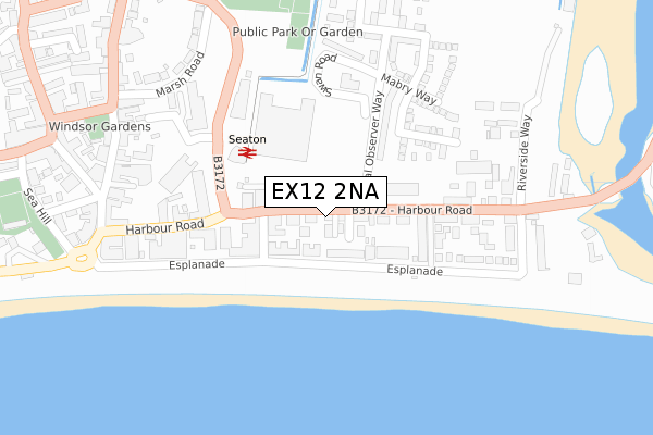 EX12 2NA map - large scale - OS Open Zoomstack (Ordnance Survey)