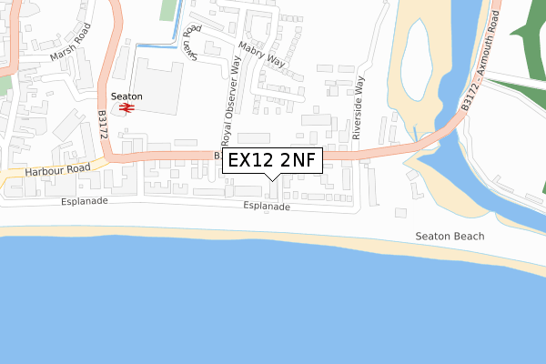 EX12 2NF map - large scale - OS Open Zoomstack (Ordnance Survey)