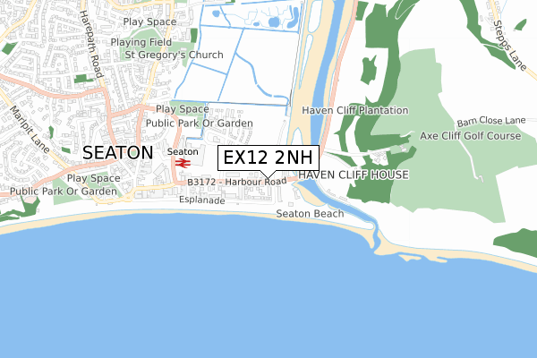 EX12 2NH map - small scale - OS Open Zoomstack (Ordnance Survey)