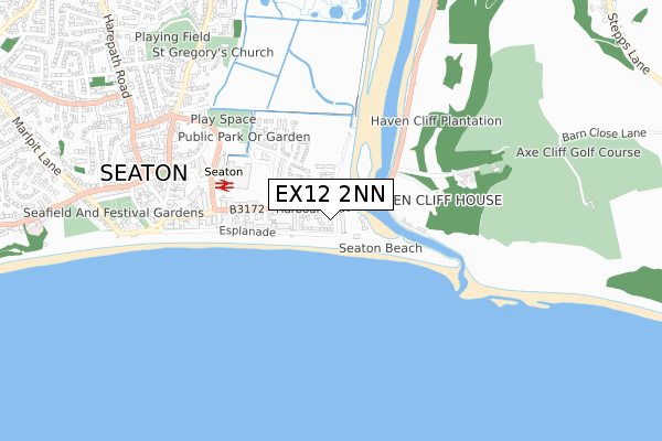 EX12 2NN map - small scale - OS Open Zoomstack (Ordnance Survey)