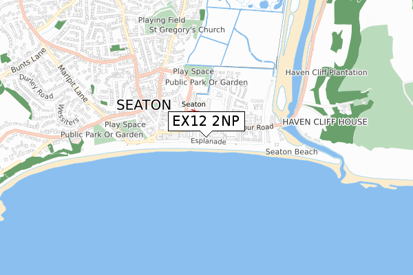 EX12 2NP map - small scale - OS Open Zoomstack (Ordnance Survey)