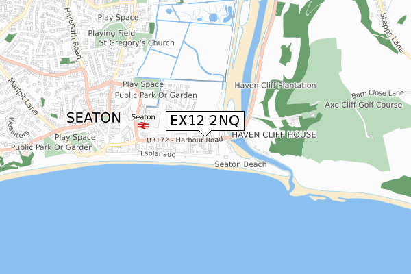 EX12 2NQ map - small scale - OS Open Zoomstack (Ordnance Survey)