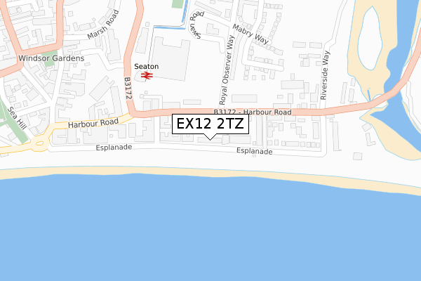 EX12 2TZ map - large scale - OS Open Zoomstack (Ordnance Survey)