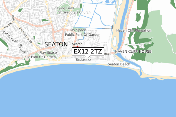 EX12 2TZ map - small scale - OS Open Zoomstack (Ordnance Survey)