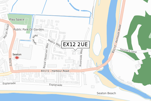 EX12 2UE map - large scale - OS Open Zoomstack (Ordnance Survey)