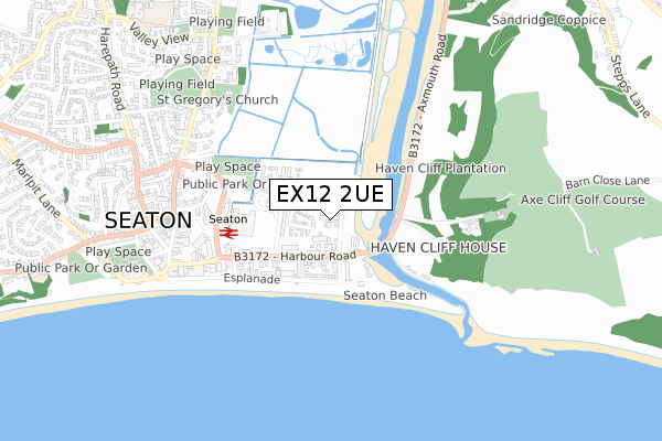 EX12 2UE map - small scale - OS Open Zoomstack (Ordnance Survey)