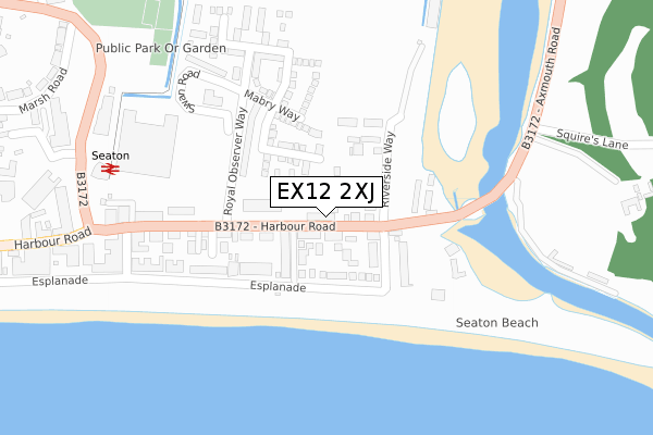 EX12 2XJ map - large scale - OS Open Zoomstack (Ordnance Survey)