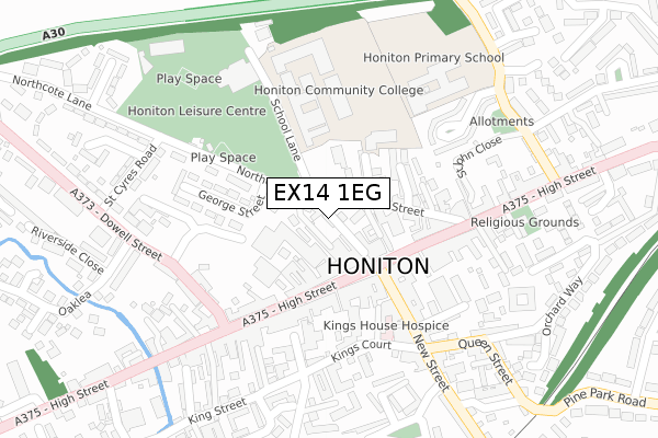 EX14 1EG map - large scale - OS Open Zoomstack (Ordnance Survey)