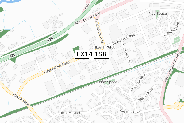 EX14 1SB map - large scale - OS Open Zoomstack (Ordnance Survey)