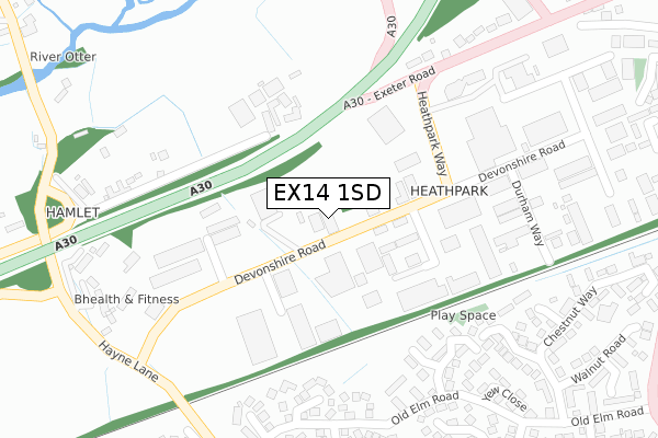 EX14 1SD map - large scale - OS Open Zoomstack (Ordnance Survey)