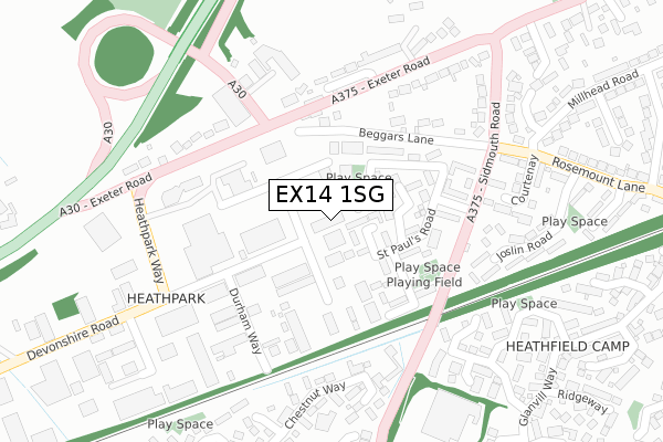 EX14 1SG map - large scale - OS Open Zoomstack (Ordnance Survey)