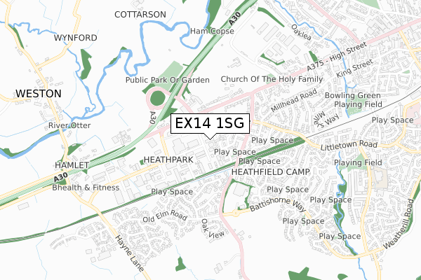 EX14 1SG map - small scale - OS Open Zoomstack (Ordnance Survey)