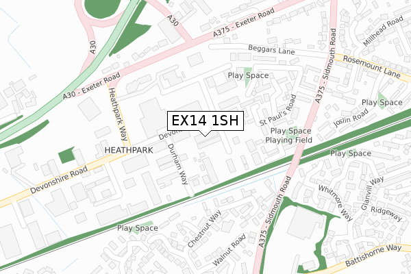 EX14 1SH map - large scale - OS Open Zoomstack (Ordnance Survey)