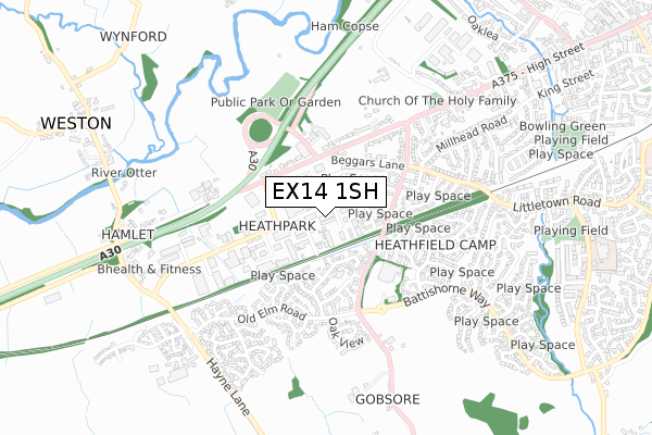 EX14 1SH map - small scale - OS Open Zoomstack (Ordnance Survey)