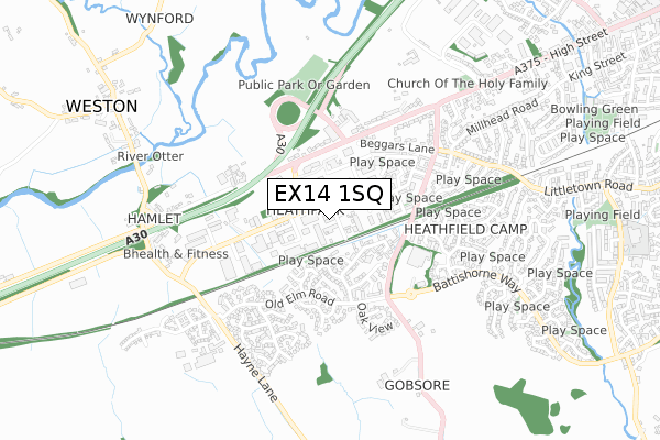 EX14 1SQ map - small scale - OS Open Zoomstack (Ordnance Survey)