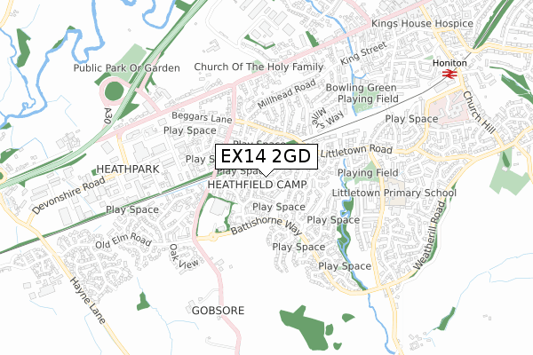 EX14 2GD map - small scale - OS Open Zoomstack (Ordnance Survey)