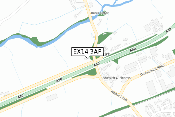 EX14 3AP map - large scale - OS Open Zoomstack (Ordnance Survey)