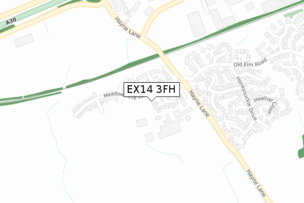 EX14 3FH map - large scale - OS Open Zoomstack (Ordnance Survey)