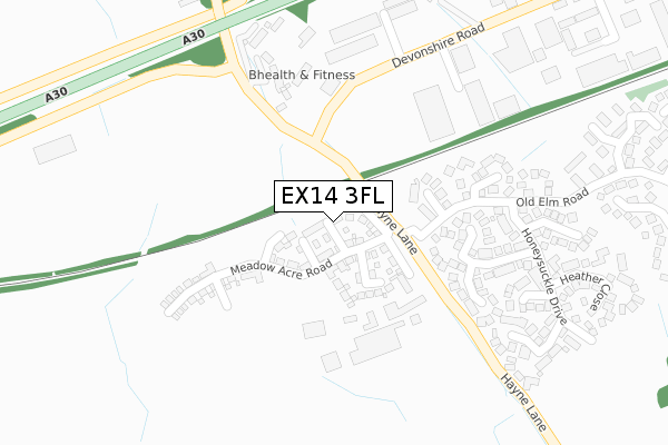 EX14 3FL map - large scale - OS Open Zoomstack (Ordnance Survey)