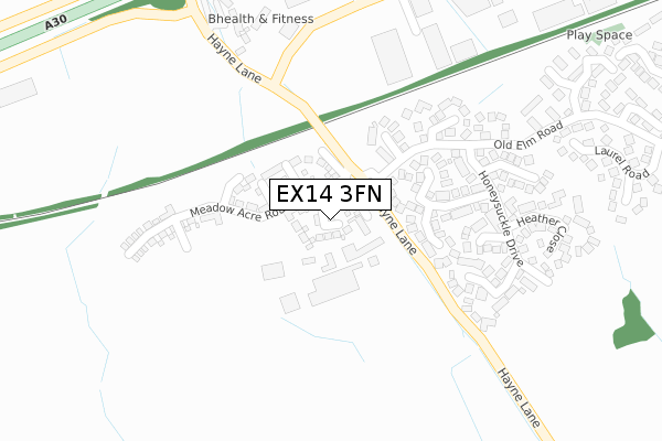 EX14 3FN map - large scale - OS Open Zoomstack (Ordnance Survey)