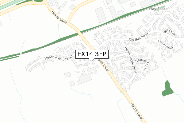 EX14 3FP map - large scale - OS Open Zoomstack (Ordnance Survey)