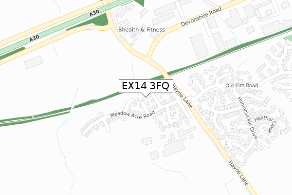 EX14 3FQ map - large scale - OS Open Zoomstack (Ordnance Survey)