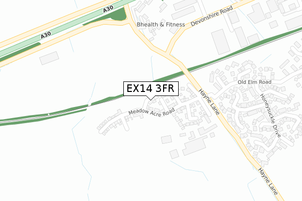 EX14 3FR map - large scale - OS Open Zoomstack (Ordnance Survey)