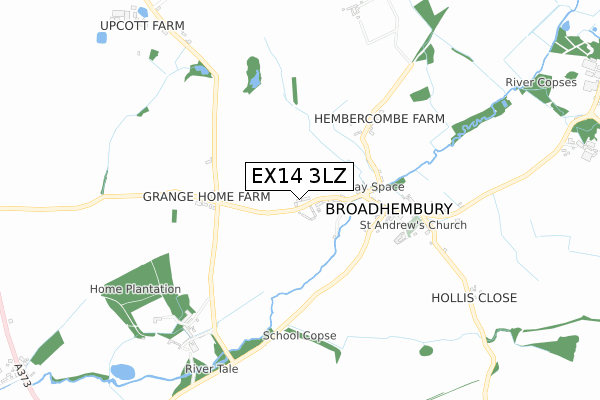 EX14 3LZ map - small scale - OS Open Zoomstack (Ordnance Survey)