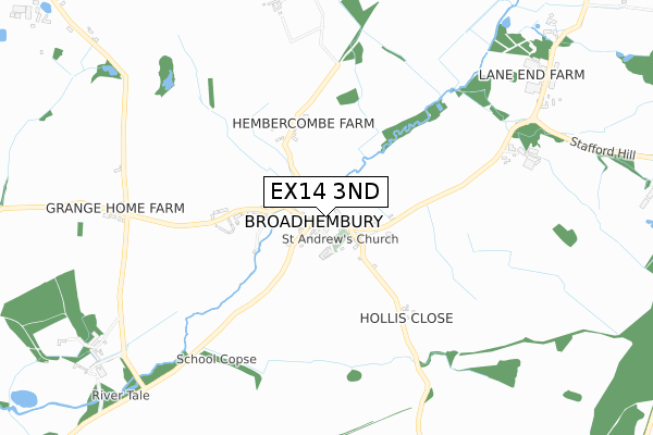 EX14 3ND map - small scale - OS Open Zoomstack (Ordnance Survey)