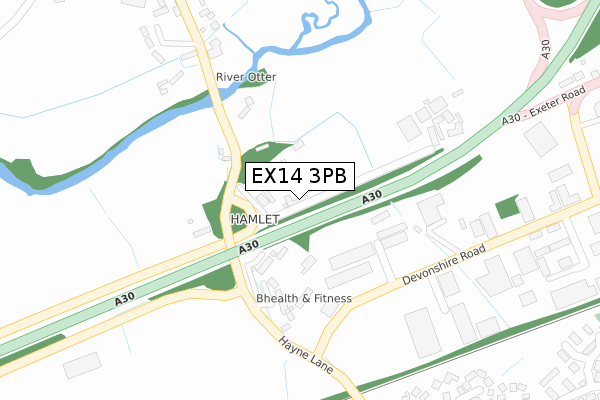 EX14 3PB map - large scale - OS Open Zoomstack (Ordnance Survey)