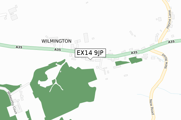 EX14 9JP map - large scale - OS Open Zoomstack (Ordnance Survey)