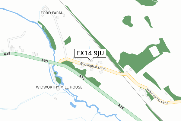 EX14 9JU map - large scale - OS Open Zoomstack (Ordnance Survey)