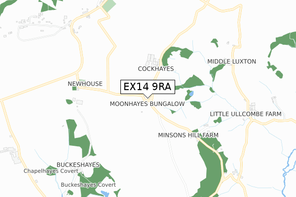 EX14 9RA map - small scale - OS Open Zoomstack (Ordnance Survey)