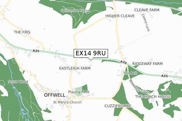 EX14 9RU map - small scale - OS Open Zoomstack (Ordnance Survey)