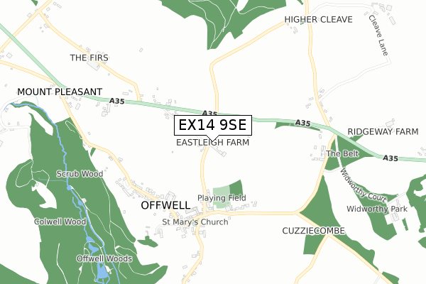 EX14 9SE map - small scale - OS Open Zoomstack (Ordnance Survey)