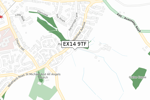 EX14 9TF map - large scale - OS Open Zoomstack (Ordnance Survey)