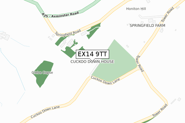 EX14 9TT map - large scale - OS Open Zoomstack (Ordnance Survey)