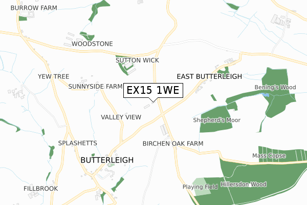 EX15 1WE map - small scale - OS Open Zoomstack (Ordnance Survey)