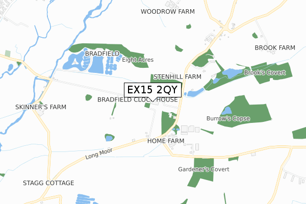 EX15 2QY map - small scale - OS Open Zoomstack (Ordnance Survey)