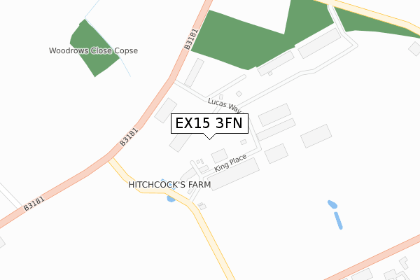 EX15 3FN map - large scale - OS Open Zoomstack (Ordnance Survey)