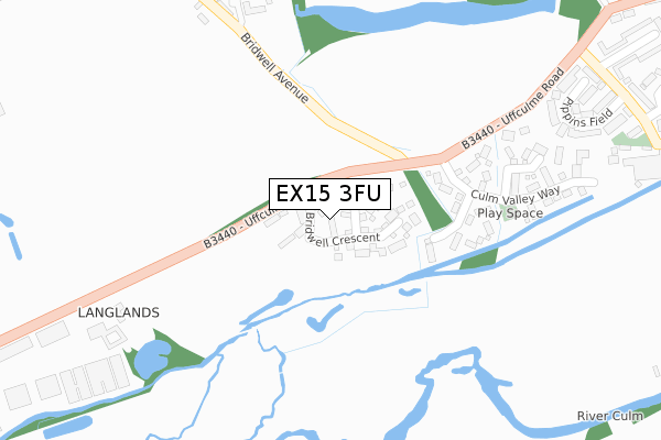 EX15 3FU map - large scale - OS Open Zoomstack (Ordnance Survey)