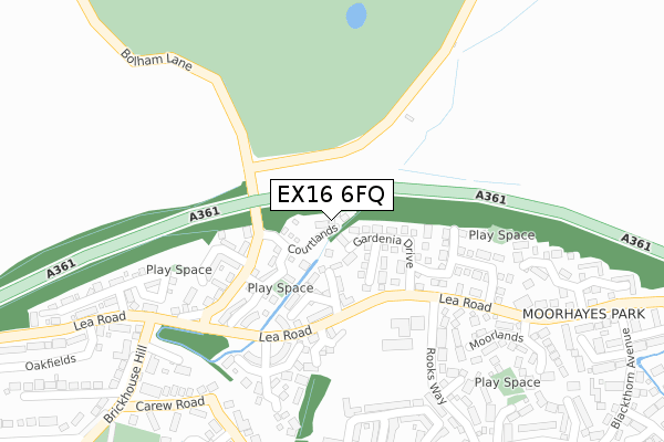 EX16 6FQ map - large scale - OS Open Zoomstack (Ordnance Survey)