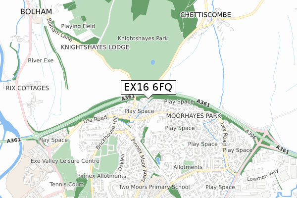 EX16 6FQ map - small scale - OS Open Zoomstack (Ordnance Survey)