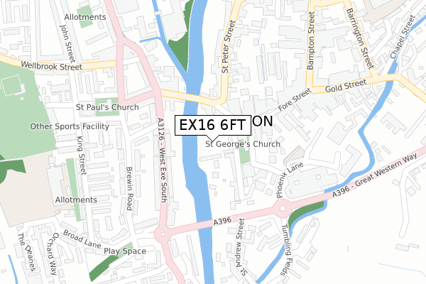 EX16 6FT map - large scale - OS Open Zoomstack (Ordnance Survey)