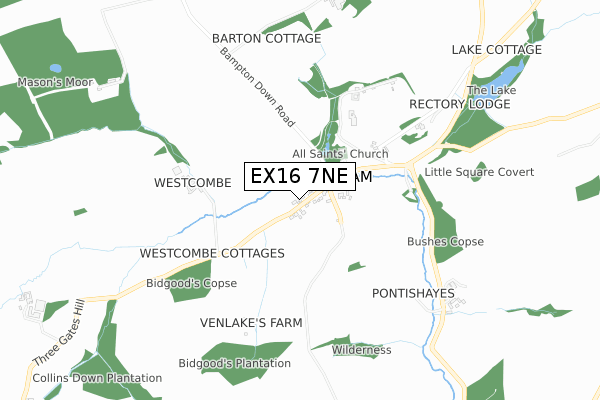 EX16 7NE map - small scale - OS Open Zoomstack (Ordnance Survey)