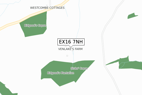 EX16 7NH map - large scale - OS Open Zoomstack (Ordnance Survey)