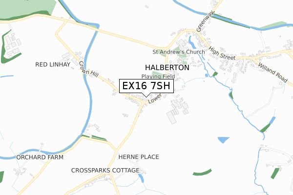 EX16 7SH map - small scale - OS Open Zoomstack (Ordnance Survey)