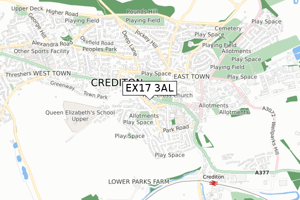 EX17 3AL map - small scale - OS Open Zoomstack (Ordnance Survey)