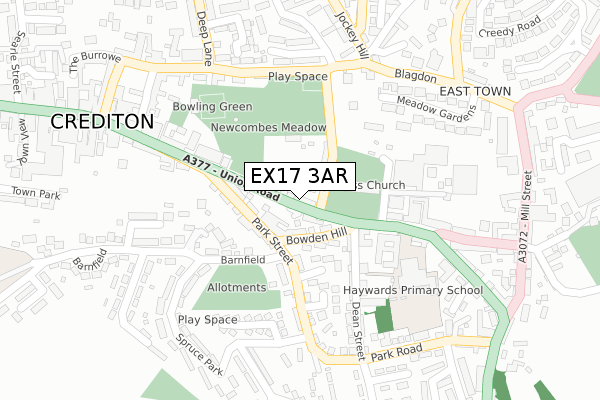 EX17 3AR map - large scale - OS Open Zoomstack (Ordnance Survey)